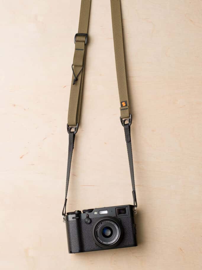 Simplr F1ultralight in Relic Coyote on Fuji X100F