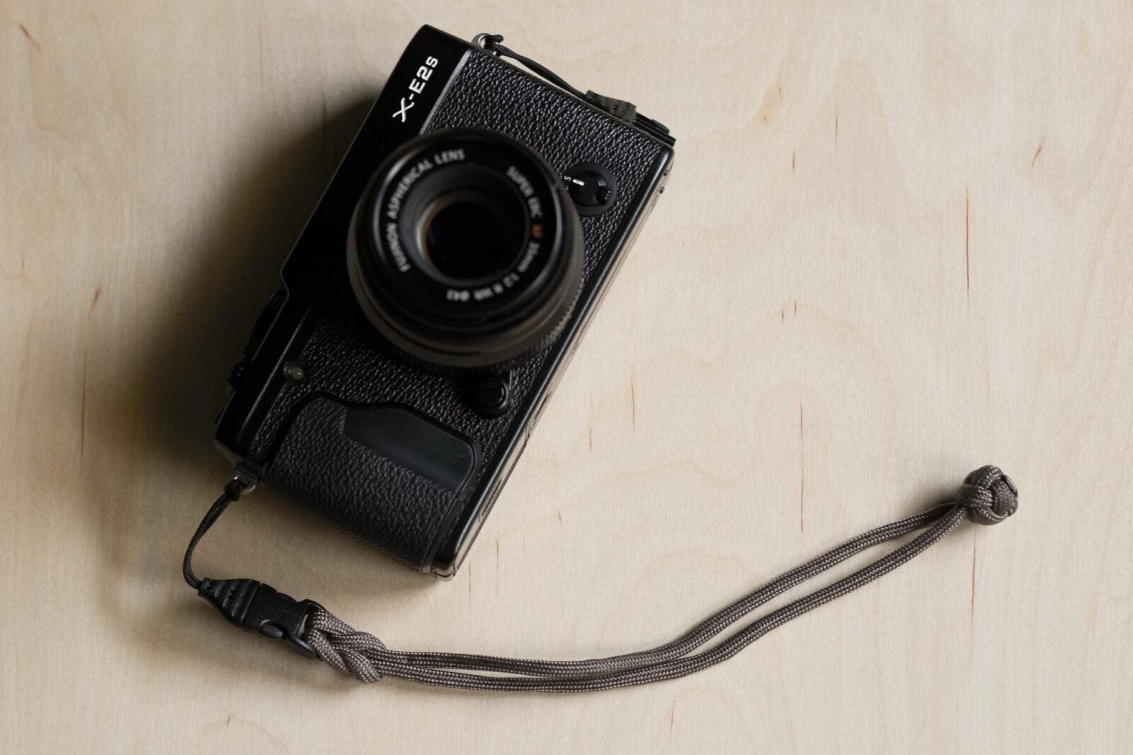 DIY Paracord Camera Wrist Strap attached to Fujifilm X-E2s