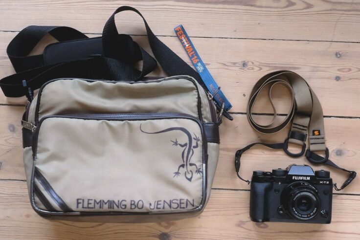 Flemming Bo Jensen's Bag and Fuji X-T2 with Simplr Mirrorless Camera Strap