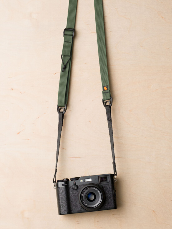 Simplr F1ultralight in Camo Green on Fuji X100F